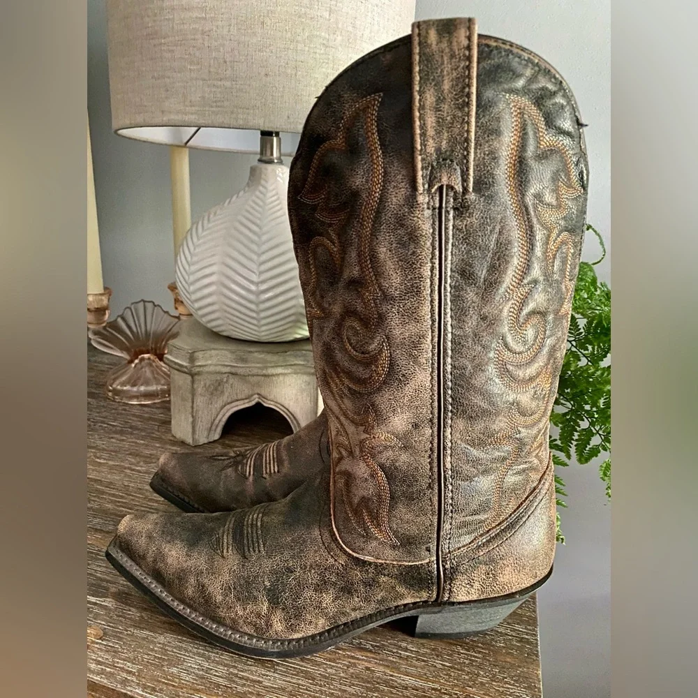 Laredo Womens 10M Access Cowgirl Boots Distressed Leather-Rock the South Boots - Picture 4 of 7